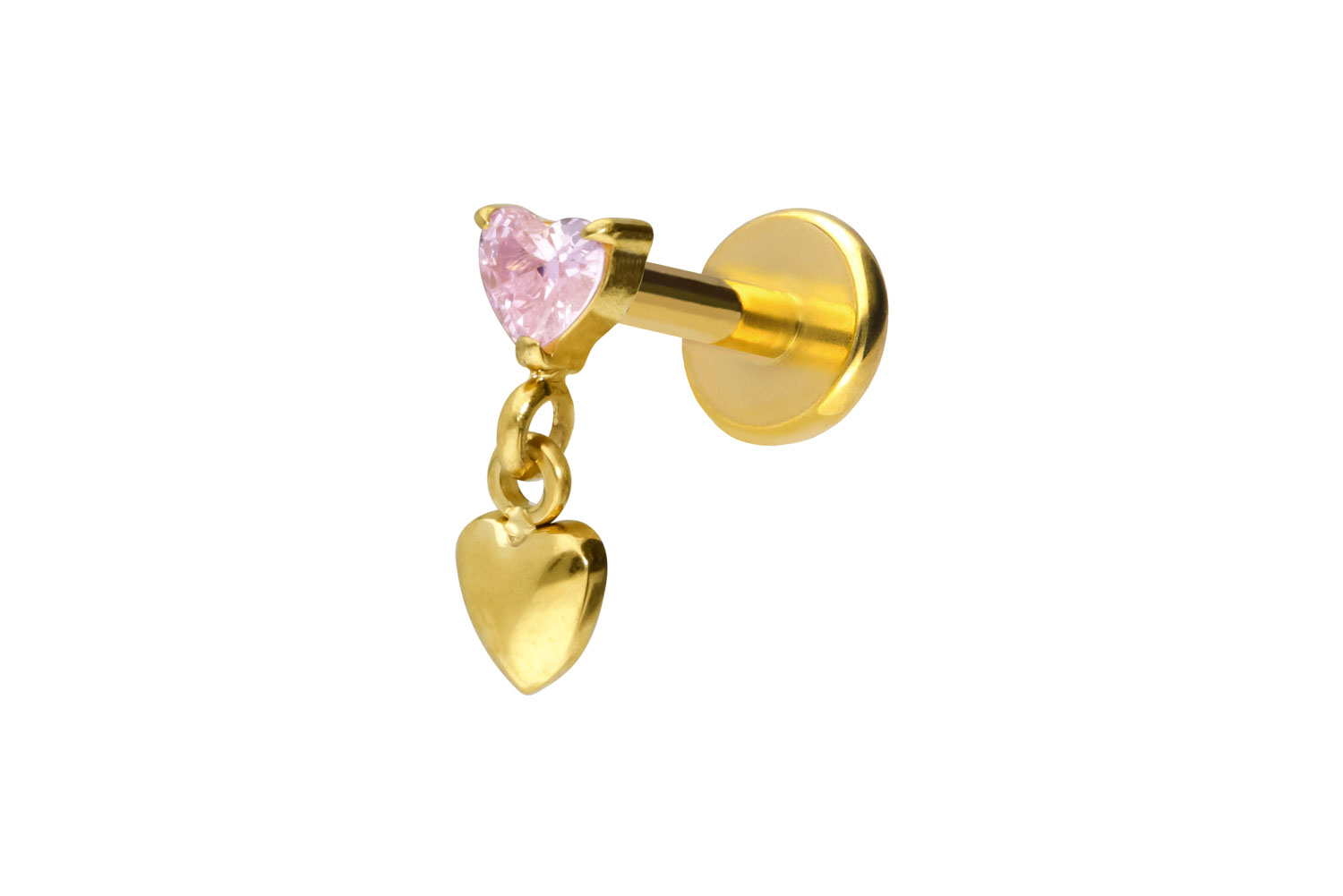 Titan Labret Piercing mit Push Fit 2 HERZEN